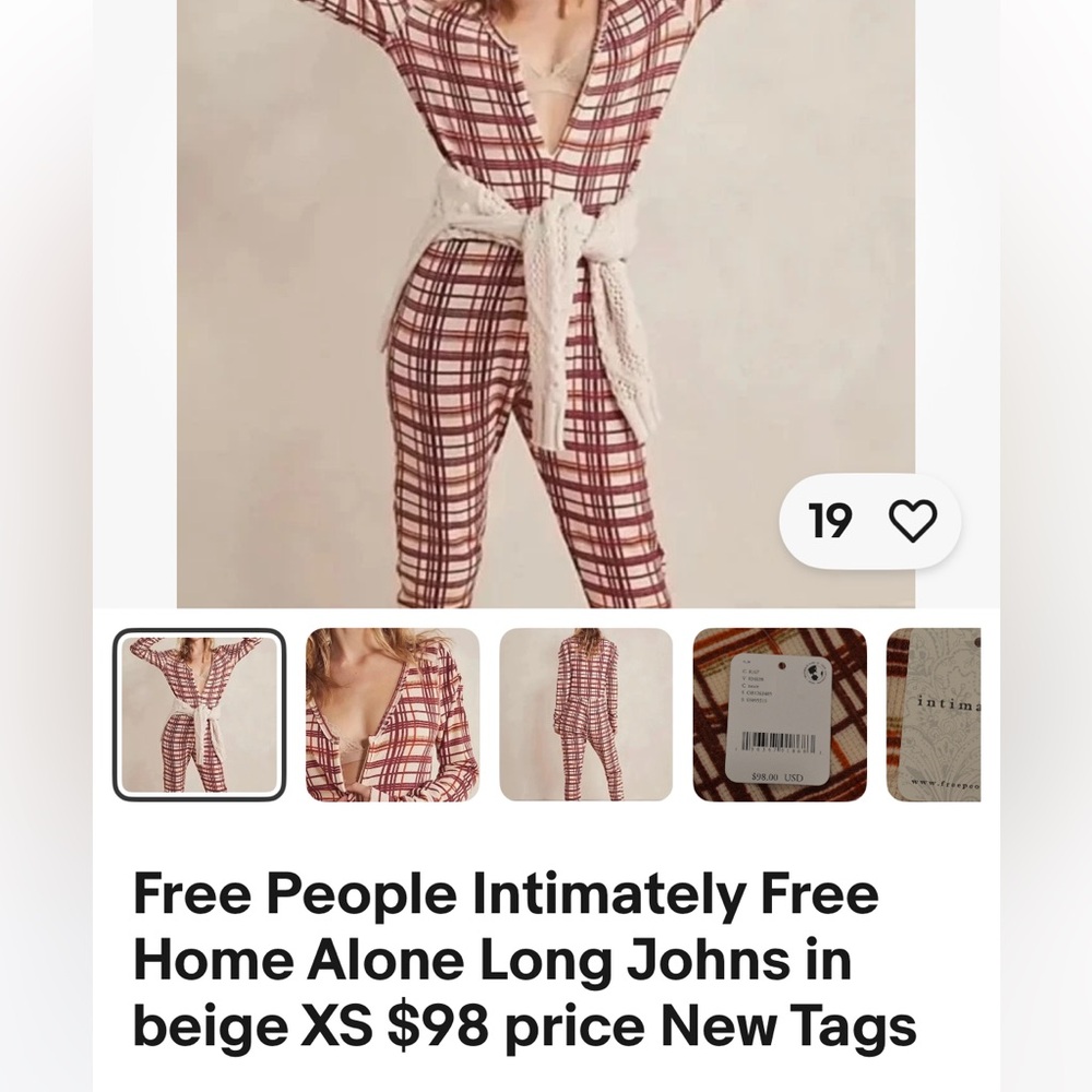 Intimately by free people, ❄️❄️Plaid Red and White Jumpsuit - Picture 7 of 17